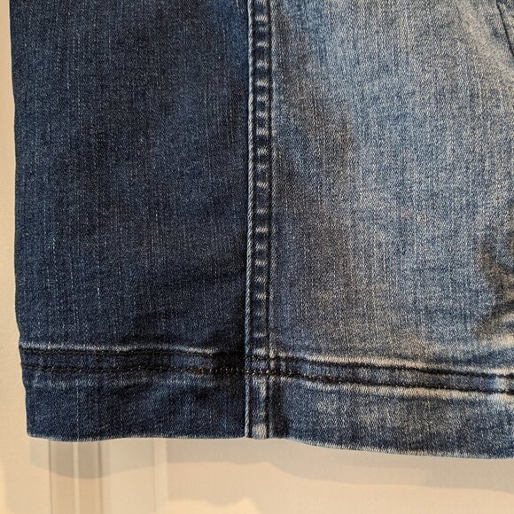Free People Modern Femme Denim Mini Skirt Color Block Two-Tone A-Line Womens 8 - Picture 13 of 15